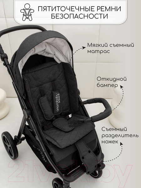Изображение товара Детская прогулочная коляска Amarobaby Strollin'Joy / AB23-10STROLLINJOY/09 (черный)