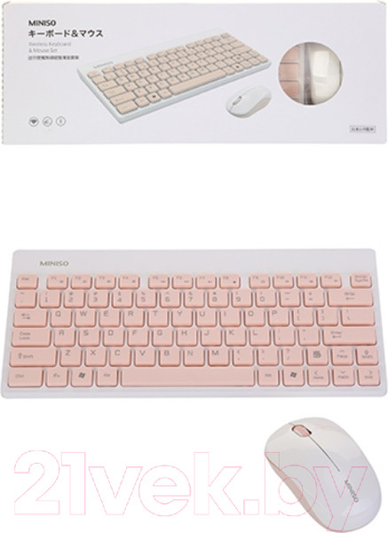 Изображение товара Комплект клавиатура и мышь Miniso 7214 (белый/розовый)
