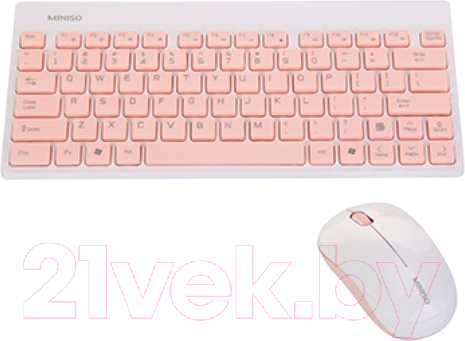 Изображение товара Комплект клавиатура и мышь Miniso 7214 (белый/розовый)