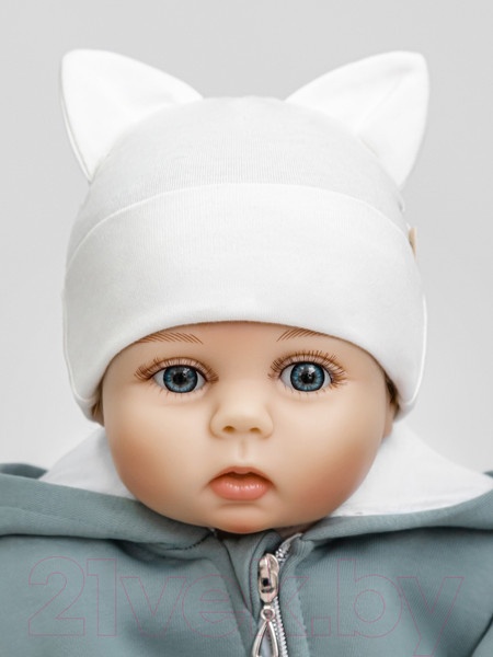 Изображение товара Шапочка для малышей Amarobaby Nature Essence Cat / AB-OD22-NE16Ca/33-46 (молочный)