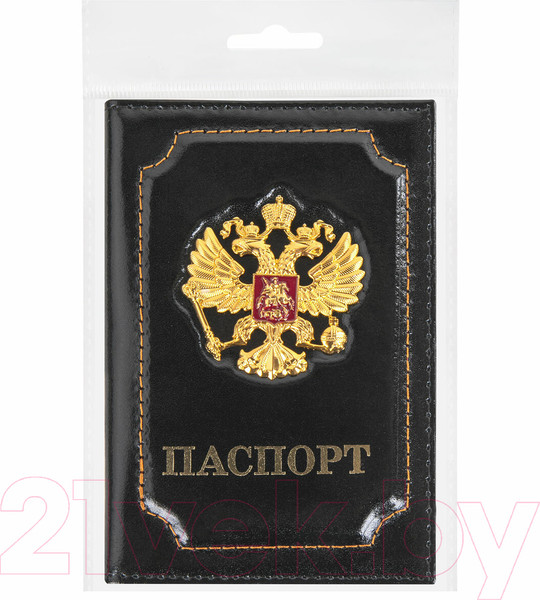 Изображение товара Обложка на паспорт Brauberg 3D герб + тиснение / 238201 (черный)