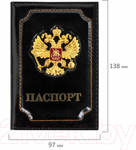 Изображение товара Обложка на паспорт Brauberg 3D герб + тиснение / 238201 (черный)