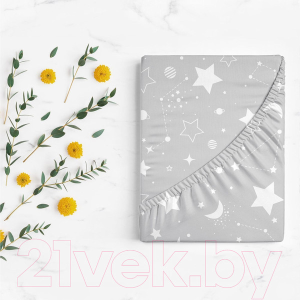 Изображение товара Простыня для малышей Облачко Поплин на резинке 60x120 Cosmic рез 60/120 8726/1 ПН