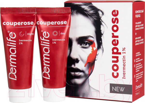 Изображение товара Набор косметики для лица Dermalife Couperose Гель дневной+Крем ночной (75мл+75мл)