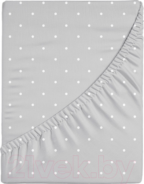 Изображение товара Простыня для малышей Облачко Поплин на резинке 60x120 Grey Dots рез 60/120 8420/1 ПН