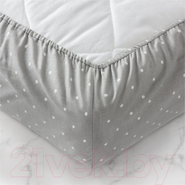 Изображение товара Простыня для малышей Облачко Поплин на резинке 60x120 Grey Dots рез 60/120 8420/1 ПН