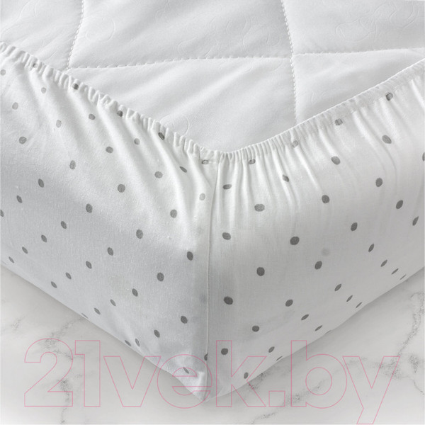 Изображение товара Простыня для малышей Облачко Поплин на резинке 60x120 White dots рез 60/120 8420/3