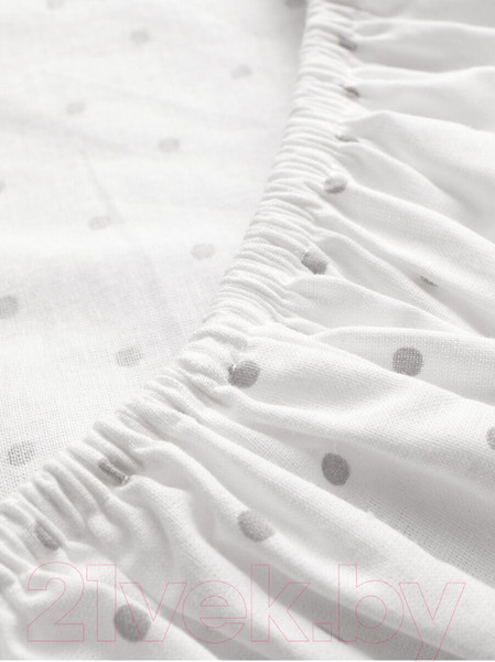 Изображение товара Простыня для малышей Облачко Поплин на резинке 60x120 White dots рез 60/120 8420/3