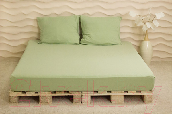 Изображение товара Простыня с наволочками Lilia КПБт-160 (зеленый)