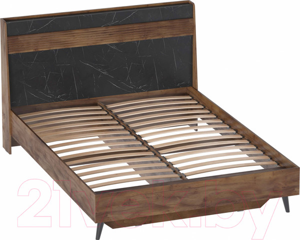Изображение товара Двуспальная кровать Мебельград Браун 160x200 (таксония/мрамор неро маркина)