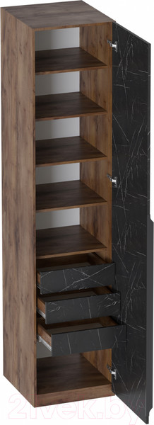 Изображение товара Шкаф-пенал Мебельград Браун 51x53.5x226.5 (таксония/мрамор неро маркина)