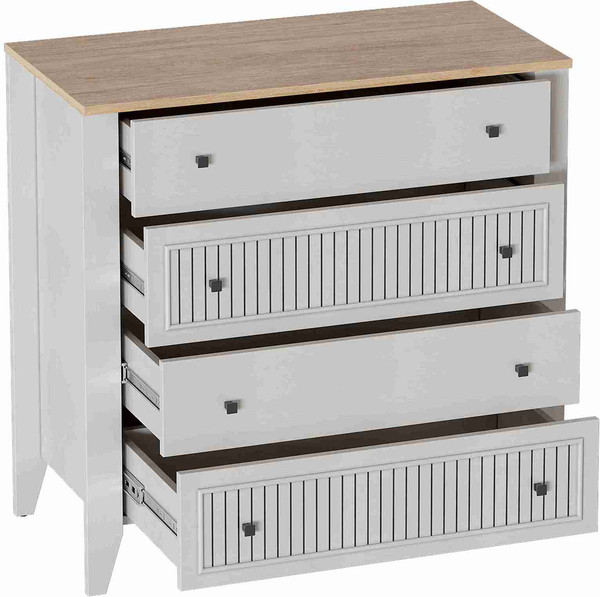 Изображение товара Комод Мебельград Валенсия с 4 ящиками (персидский жемчуг/дуб натуральный светлый)