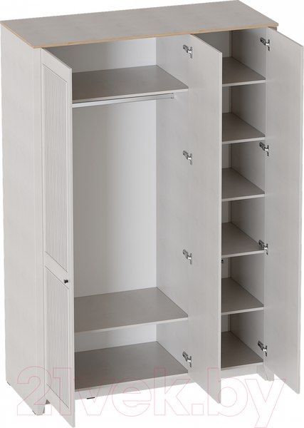 Изображение товара Шкаф Мебельград Валенсия 3-х дверный 150x57.6x221 (персидский жемчуг /дуб натуральный светлый)
