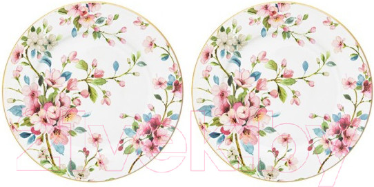 Изображение товара Набор тарелок Elan Gallery Яблоневый цвет на белом / 420407