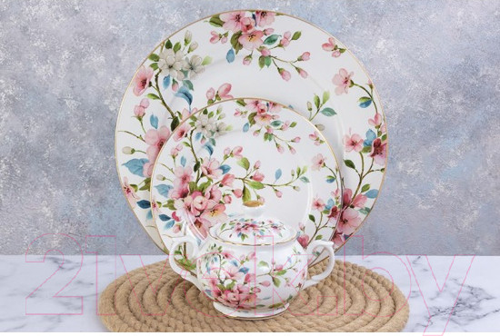 Изображение товара Набор тарелок Elan Gallery Яблоневый цвет на белом / 420407