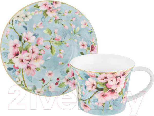 Изображение товара Набор для чая/кофе Elan Gallery Яблоневый цвет на голубом / 420438 