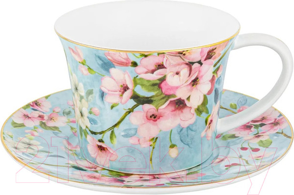 Изображение товара Набор для чая/кофе Elan Gallery Яблоневый цвет на голубом / 420438 