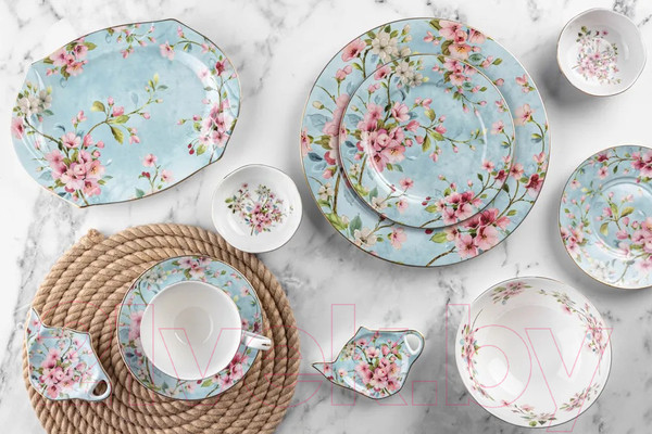 Изображение товара Набор для чая/кофе Elan Gallery Яблоневый цвет на голубом / 420438 