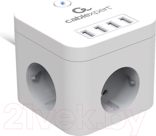 Изображение товара Сетевой фильтр Cablexpert CUBE-3-U4-W-1.5