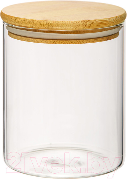 Изображение товара Емкость для хранения Handy Home С бамбуковой крышкой 100x100x120 / Muj-07 (750мл, прозрачный)