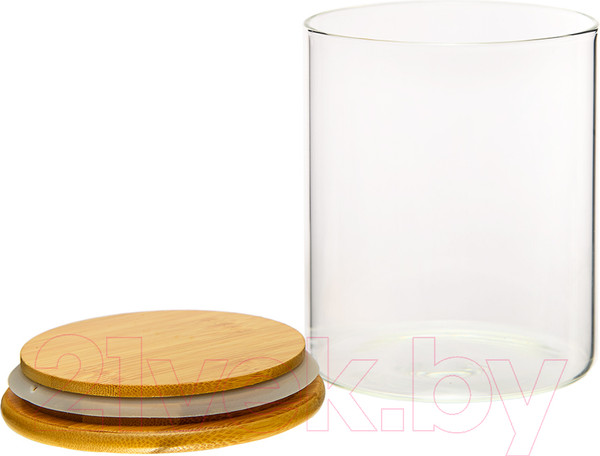 Изображение товара Емкость для хранения Handy Home С бамбуковой крышкой 100x100x120 / Muj-07 (750мл, прозрачный)