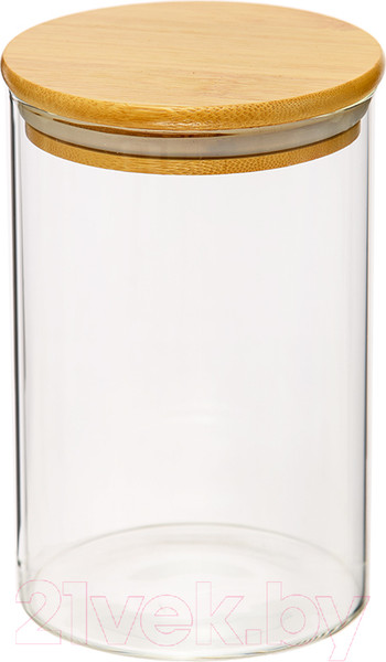 Изображение товара Емкость для хранения Handy Home С бамбуковой крышкой 100x100x150 / Muj-08 (950мл, прозрачный)