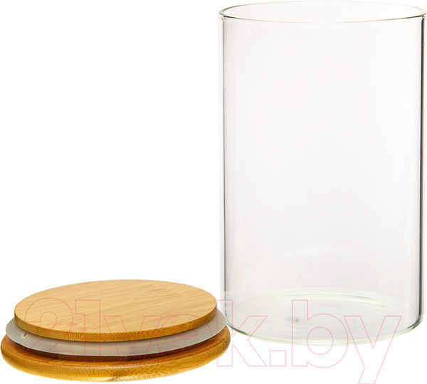 Изображение товара Емкость для хранения Handy Home С бамбуковой крышкой 100x100x150 / Muj-08 (950мл, прозрачный)