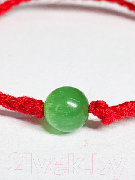 Изображение товара Браслет Wolves Красная нить с кошачьим глазом 40849 (зеленый)