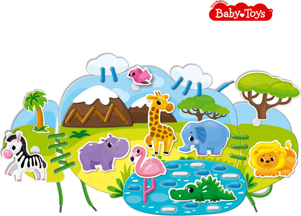 Изображение товара Развивающий игровой набор Baby Toys Шнуровки и липучки Сафари / 02928