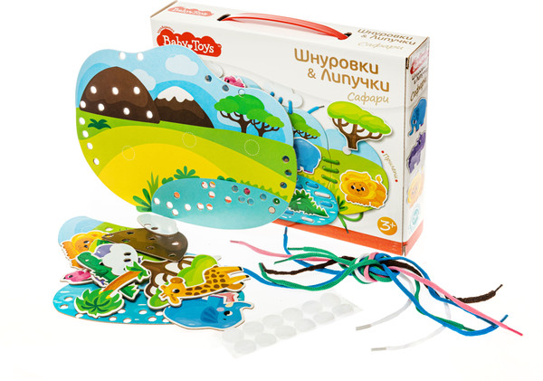 Изображение товара Развивающий игровой набор Baby Toys Шнуровки и липучки Сафари / 02928