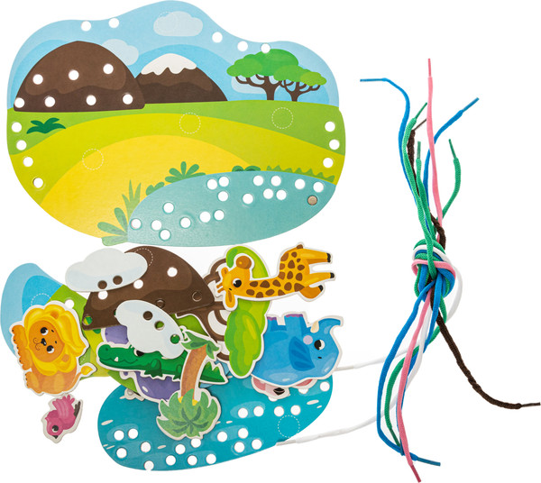 Изображение товара Развивающий игровой набор Baby Toys Шнуровки и липучки Сафари / 02928