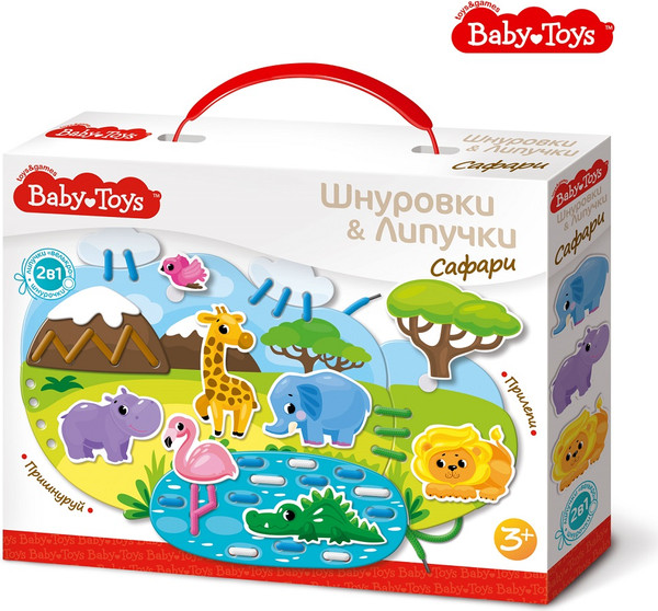 Изображение товара Развивающий игровой набор Baby Toys Шнуровки и липучки Сафари / 02928