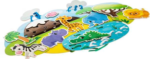Изображение товара Развивающий игровой набор Baby Toys Шнуровки и липучки Сафари / 02928