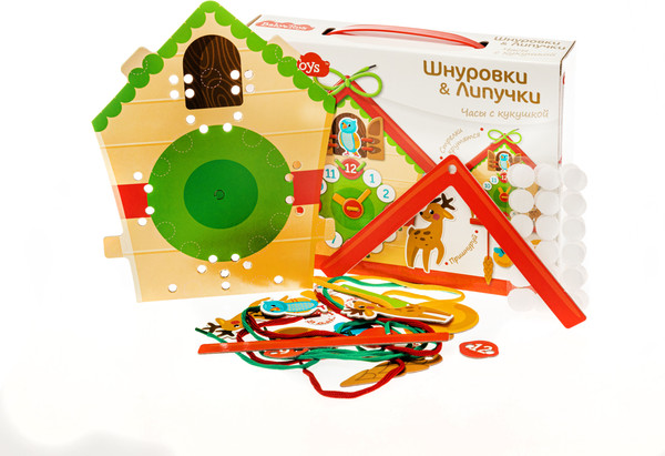 Изображение товара Развивающий игровой набор Baby Toys Шнуровки и липучки Часы с кукушкой / 02927