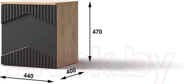 Изображение товара Прикроватная тумба Мебель-КМК Оливия 0971.17 Левая (дуб наварра/MDP 46 шагрень черная)