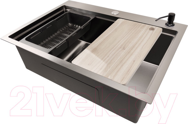 Изображение товара Мойка кухонная STELLAR S6050NB-A (нано черный, c доской)