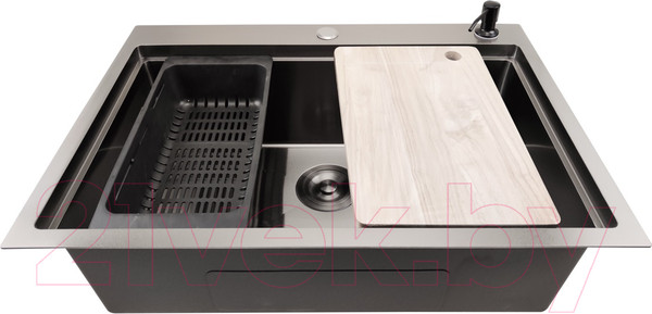 Изображение товара Мойка кухонная STELLAR S6050NB-A (нано черный, c доской)