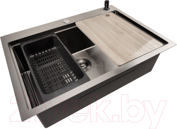Изображение товара Мойка кухонная STELLAR S7050NB-A (нано черный, c доской)