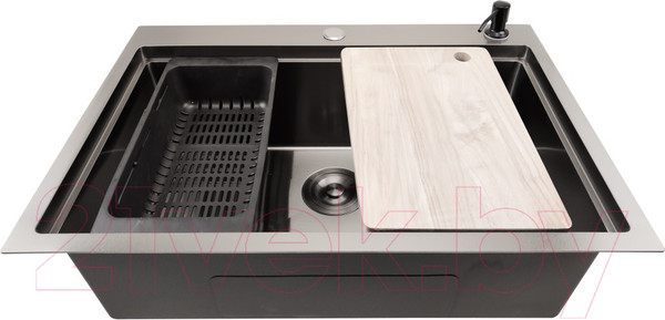 Изображение товара Мойка кухонная STELLAR S7050NB-A (нано черный, c доской)