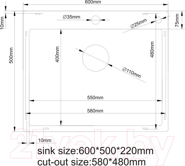 Изображение товара Мойка кухонная STELLAR S6050NB-S1