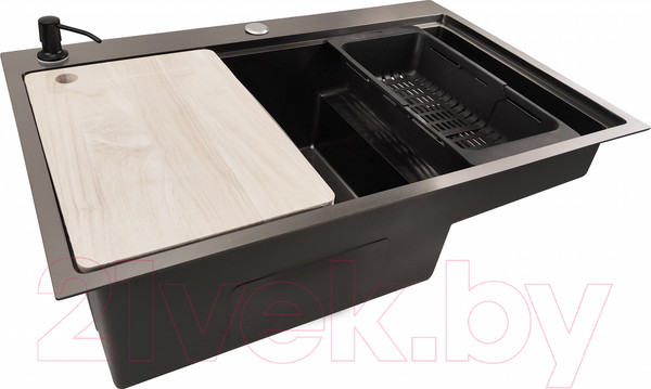 Изображение товара Мойка кухонная STELLAR S6550NB-TU-L (нано черный, с доской)
