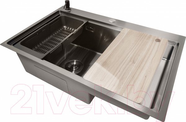 Изображение товара Мойка кухонная STELLAR S6550NB-TU-L (нано черный, с доской)