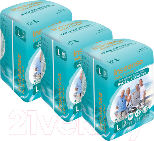 Изображение товара Трусы впитывающие для взрослых Inseense L / Ins10adultL3 (3x10шт)