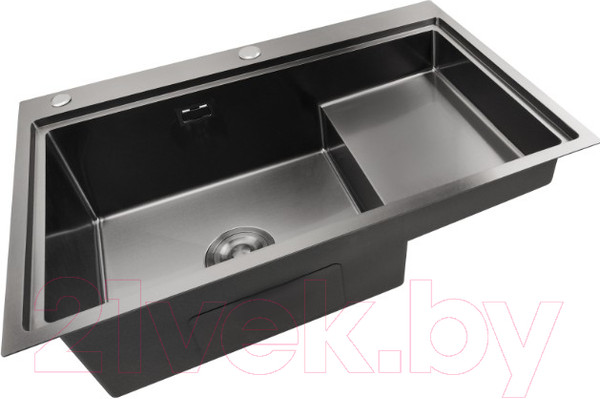 Изображение товара Мойка кухонная STELLAR S7550NB-TU-L (нано черный, с доской)