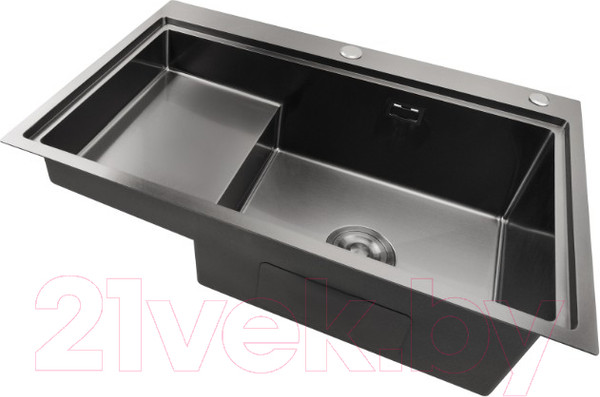 Изображение товара Мойка кухонная STELLAR S7550NB-TU-R (нано черный, с доской)