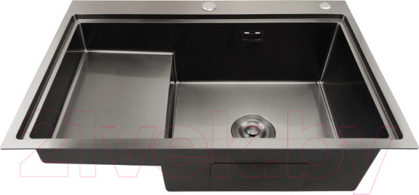 Изображение товара Мойка кухонная STELLAR S7550NB-TU-R (нано черный, с доской)