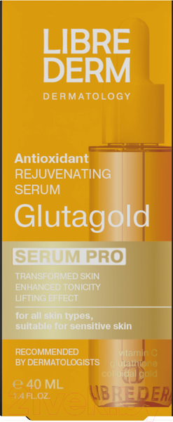 Изображение товара Сыворотка для лица Librederm Serum Pro Glutagold Антиоксидантная для обновления кожи (40мл)