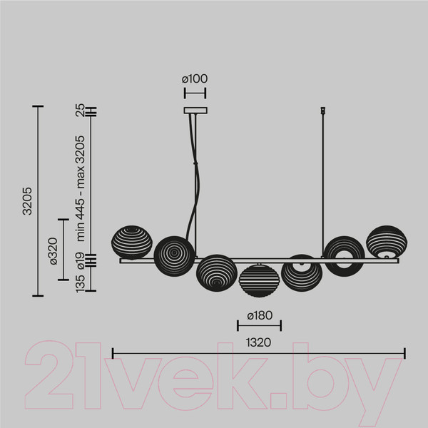 Изображение товара Люстра Maytoni Reels MOD268PL-07G