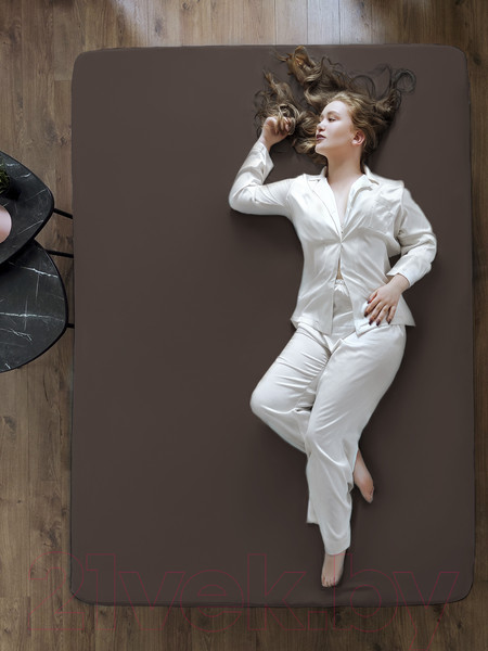 Изображение товара Простыня Luxsonia Сатин на резинке 80x200 / Мр0007 (мокко)