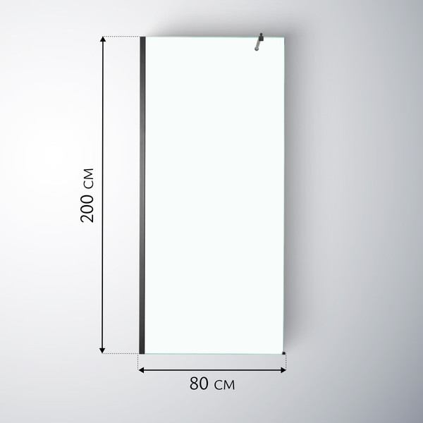 Изображение товара Душевая стенка Saniteco Walk-In SN-W6TB80 (80x200, прозрачное стекло, черный профиль)